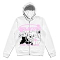 Miniatyrbilde 2 av 2: Y2k Zip Up Hoodie Anime Y2k Grafik Kvinna Goth Sweatshirt Portrock Pullover Grunge Gothic Långärmad Oversized Hoodie Jacka White S
