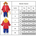 Miniatyrbillede 5 af 5: One Piece Monkey D. Luffy Cosplay-kostume Halmhatte et Fancy Dress Up S