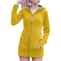 Miniatyrbilde 4 av 6: Vinter Kvinner Hooded Tykk Plus Fleece Leopard Genser Jakke W Yellow S