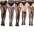 Miniatyrbillede 1 af 4: 5-pak netstrømper med høj talje Tights lår høj v combination 2