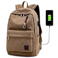 Miniatyrbillede 1 af 4: Canvas Rygsæk Herre Casual Multifunktionel Rygsæk Med Lader USB Y BROWN
