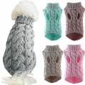 Miniatyrbilde 2 av 4: Hunder Hund Varm Genser Klær Valp Katt Solid Strikket Strikket Bekledning-26 Khaki XL