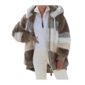 Miniatyrbillede 1 af 4: Dame Vinter Plys Hætte Frakke Langærmet Zip Up Tyk Cardigan Varm Løs Jakke W Khaki S