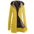 Miniatyrbillede 2 af 6: Vinter Kvinder Hooded Tykkelse Plus Fleece Leopard Sweater Jakke W Yellow 2xl