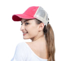 Miniatyrbillede 2 af 2: Cap Smutsig bullhatt til kvinder vasket bomuld Snapback-kasketter Criss Cross hestehalehat W Rose Red