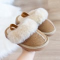 Miniatyrbillede 4 af 11: Unisex-børneplysforet hjemmesko Hyggelige imiteret pels tøfler W Brun 34