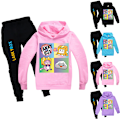 Miniatyrbild 2 av 3: Pojkar Flickor LANKYBOX Hoodies & Byxor Sport Träningsoverall Set Present H pink 130cm