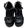 Pikkukuva 1 / 5: Sweet Heart Spänne Kilar Mary Janes Kvinnor Rosa T-rem Chunky Plattform Lolita Skor Kvinna Punk Gothic Cosplay Skor 43 BLACK-35 37