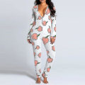 Miniatyrbild 3 av 3: Kvinnor Animal Pyjamas One Piece Christmas Bodysuit Jumpsuit ångärmad nattkläder W Peach L