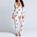 Miniatyrbillede 3 af 3: Kvinde Dyre Pyjamas Onesie Jule Body Jumpsuit Langærmet Nattøj W Peach M