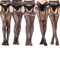 Miniatyrbillede 1 af 4: 5-pak netstrømper med høj talje Tights lår høj v combination 3