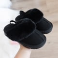 Miniatyrbilde 4 av 8: Unisex barnep tøfler plysj foret koselig fuskepels tøfler W Svart 23