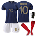 Pikkukuva 2 / 4: VM 2022 Frankrike fotbollströja för barn nr 10 MBAPPE Med knäskydd size 140-150cm