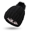 Miniatyrbild 1 av 4: Vinter stickad mössa Dam varm vävd cap med slät inre skyddsfrisyr W Black