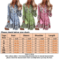 Miniatyrbilde 2 av 7: Dame Summer Long Sleeve Dresses Floral Print Beach Ini Dress Pink M