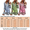 Miniatyrbilde 2 av 7: Kvinner sommer langarmede kjoler Blomstrete print strand Minikjole Pink XL
