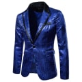 Miniatyrbillede 2 af 2: Paljetblazer Festdragt Kappa Herre Charm Casual Performance Jakke Dragt Enknaps Slim Fit Dampet ærme Frakke Jakke Natklub Tøj W BU L