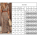 Miniatyrbillede 3 af 3: Dammode Casual Løs Bælte Boho V-ringet Blomster Maxikjole brown 2XL