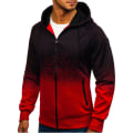 Miniatyrbillede 2 af 5: Herre langærmet jakke med lynlås Hoodie skjorte Toppe H Red L