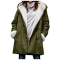 Miniatyrbillede 1 af 2: Dame Vinterfrakke Tyk Varm Fleece Hættejakke Dame Casual Plus Size Parka Jakke Army Green 4XL