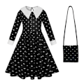 Pikkukuva 1 / 4: Wednesday Addams -mekko lapsille Cosplay-asu asusteilla W