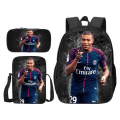 Miniatyrbillede 1 af 5: 3 stk/sæt fodbold superstjerne Mbappe rygsæk studerende skole taske Y Y4 3Pcs Set