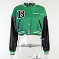 Miniatyrbild 1 av 5: Kvinnor Varsity Jacka Cropped Baseball Jacka Bomberjackor Mode treetwear W Green S