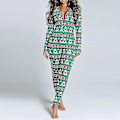 Miniatyrbillede 3 af 4: Kvinde Dyre Pyjamas Onesie Jule Bodysuit Jumpsuit Langærmet Nattøj W Green M