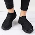 Pikkukuva 2 / 5: Naisten kävelykengät neulotut verkkokengät Slip On -kengät Andas matalat pumput rennot lenkkarit W Black 36