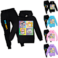Miniatyrbild 2 av 3: Pojkar Flickor LANKYBOX Hoodies & Byxor Sport Träningsoverall Set Present H black 140cm