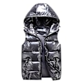 Miniatyrbillede 1 af 5: Sliktaa Unisex Shiny Vandtæt Ærmeløs Jakke Letvægts Puffer Vest Z Grey M