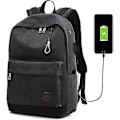 Miniatyrbillede 1 af 4: Canvas Rygsæk Herre Casual Multifunktionel Rygsæk Med Oplader USB Y BLACK