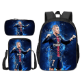 Pikkukuva 1 / 5: 3 kpl/setti jalkapallo supertähti Mbappe reppu opiskelija koululaukku Y1 Backpack + Satchel