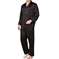 Miniatyrbild 2 av 4: Satin Button-down set för män - 2-delad Silky oungewear Black L