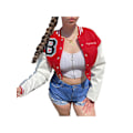 Miniatyrbillede 2 af 5: Kvinde Varsity Jakke Cropped Baseball Jakke Bomberjakker ode Streetwear W Red M