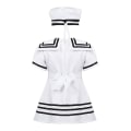 Miniatyrbilde 2 av 4: Iefiel Barn Flickor Sailor Uniform Cosplay Kostym Skolkör Nyhet Fest Performance Dans Klänning med hatt Strumpor Set Y Black  White 110cm