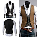 Miniatyrbillede 1 af 9: Falsk todelt vest Double Y khaki L