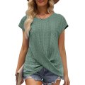 Miniatyrbilde 1 av 3: HAUFR Dame Sommer Topper Casual Cap Ermel Vrid Front Øyelapp T-skjorter . 03-light Pink Large