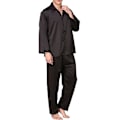 Miniatyrbild 3 av 4: Satin Button-down set för män - 2-delad Silky oungewear Black L