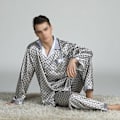 Miniatyrbild 5 av 5: Herr Pyjamas Set T-shirt ounge Bottoms Byxor Nattkläder kostym Pjs Silver L