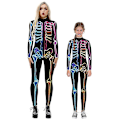 Miniatyrbillede 1 af 4: Halloween-skeletdragt til børn og voksne, behagelig Onesie Jumpsuit Tak!！ Colorful M