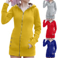 Miniatyrbilde 1 av 6: Vinter Kvinner Hooded Tykkere Plus Fleece Leopard Genser Jakke W Yellow XL