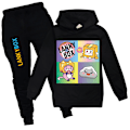 Miniatyrbild 1 av 3: Pojkar Flickor LANKYBOX Hoodies & Byxor Sport Träningsoverall Set Present H black 140cm