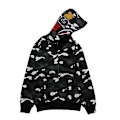 Miniatyrbillede 1 af 2: Shark outh 3d print hættetrøje Wgm broderet trøje camouflage hættetrøje Y black M