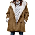 Miniatyrbillede 1 af 2: Dame Vinterfrakke Tyk Varm Fleece Hættejakke Dame Casual Plus Size Parka Jakke Brown 4XL