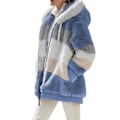 Miniatyrbillede 2 af 4: Dame Vinter Plys Hætte Frakke Langærmet Zip Up Tyk Cardigan Varm Løs Jakke W Blue M
