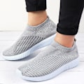 Miniatyrbilde 3 av 4: Dame Walking Sneakers Strikket Mesh Slip On Sko Andas Flat Pumps Casual Trenere W Grey 42