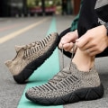 Miniatyrbillede 4 af 5: Sneakers til mænd i flugvævet - Åndbare løbesko Mode sportssko 3A830 - Khaki 40