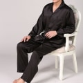 Miniatyrbilde 4 av 4: Satin Button-down sett for menn - 2-delt Silky Loungewear Black M