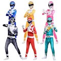 Pikkukuva 1 / 3: Aikuiset lapset Power Rangers Mighty Morphin Cosplay Jumpsuit Party Fancy Suit W Red 130